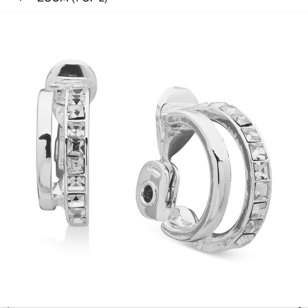 Anne Klein Silver Tone and Cubic Zirconia Hoop Earrings